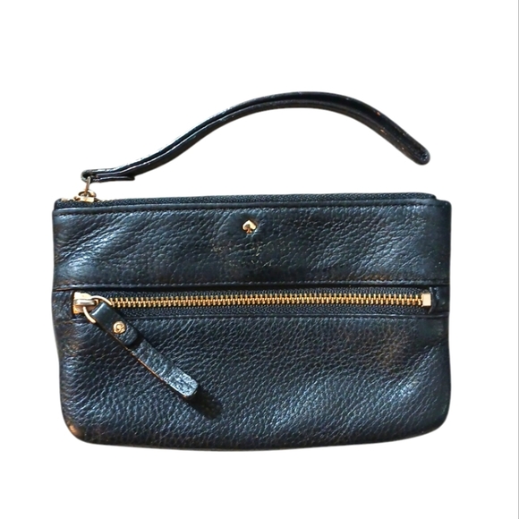 Kate Spade Black Pebbled Leather Wristlet - Picture 1 of 7